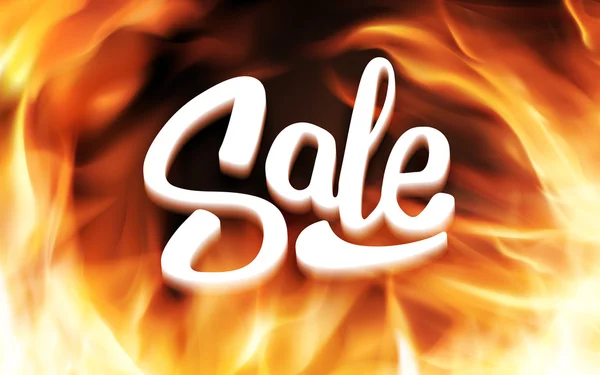 Sale inscription in fire flames. Vector banner — Stock Vector