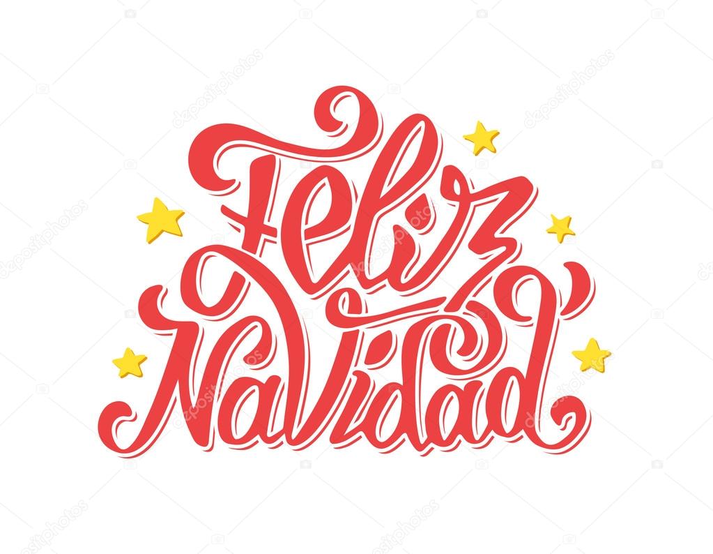 Feliz navidad lettering. Merry Christmas greetings