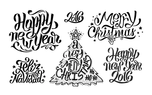 Wesołych Świąt i szczęśliwego nowego roku Typografia — Wektor stockowy