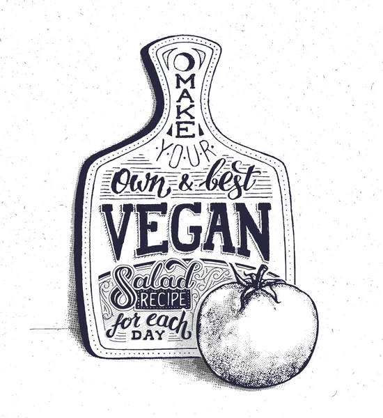 Comida Vegan. Citação motivacional. Cartaz vintage —  Vetores de Stock