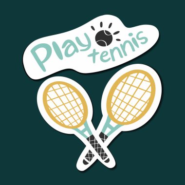 Tenis vektörü düz çizim, spor tenis işareti sembolü