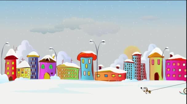 Зима в городе — стоковое видео