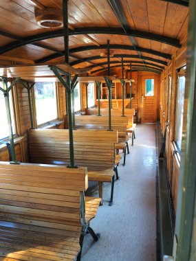interior of luxury old train carriage clipart