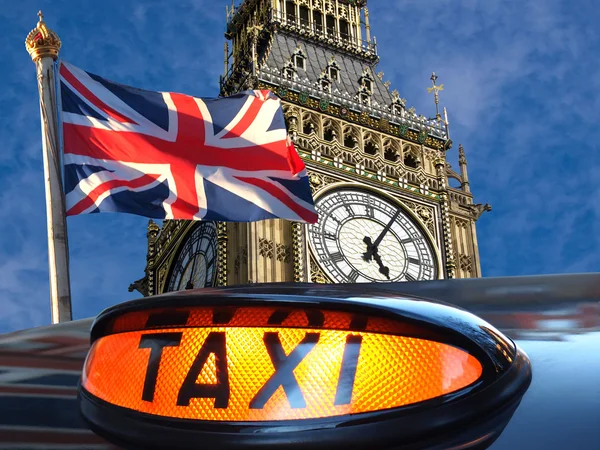 Big Ben y Union Jack — Foto de Stock