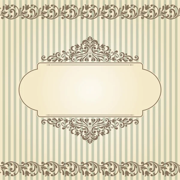 Vintage sjabloon met patroon en sierlijke randen. Decoratieve kantpatroon voor wenskaart, uitnodiging, certificaat. — Stockvector