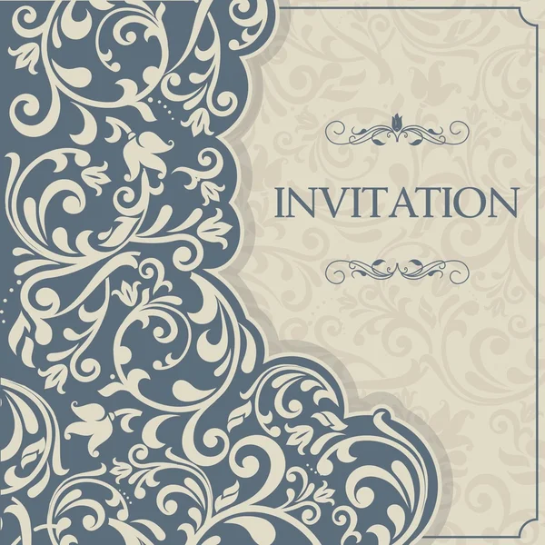 Vintage template with pattern and ornate borders. Ornamental lace pattern for invitation, greeting card, certificate. — Stock Vector