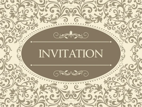 Vintage template with pattern and ornate borders. Ornamental lace pattern for invitation, greeting card, certificate. — Stock Vector