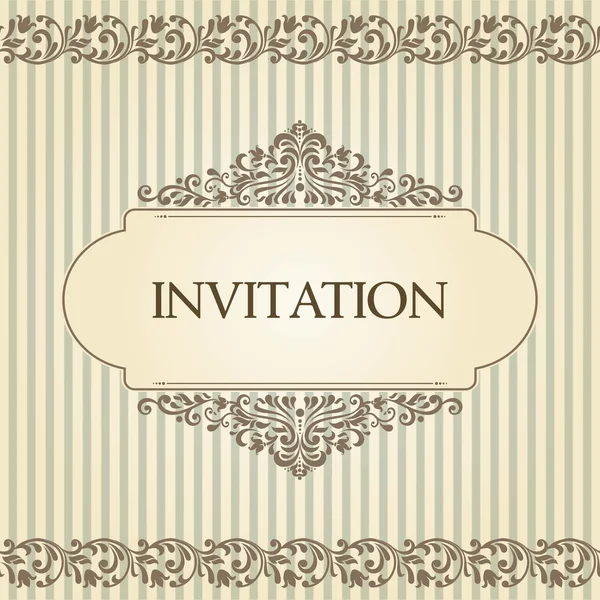 Vintage template with pattern and ornate borders. Ornamental lace pattern for invitation, greeting card, certificate. — Stock Vector