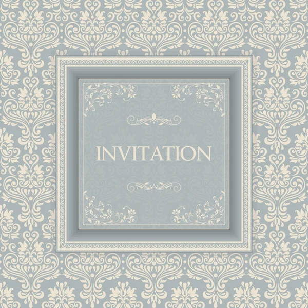 Vintage frame on victorian seamless background — Stock Vector