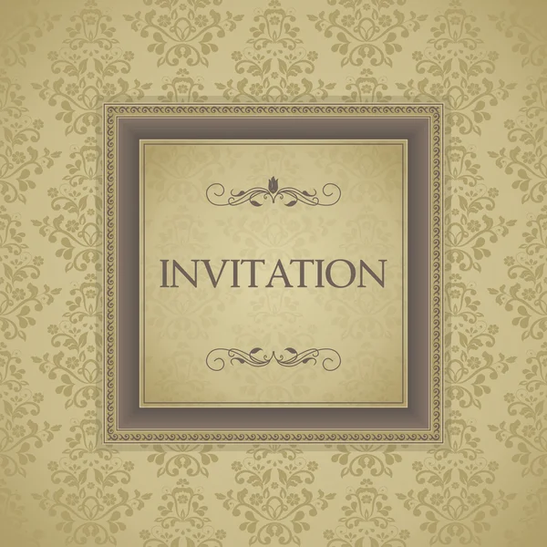 Carte de vœux vintage, invitation avec ornements floraux, belles cartes postales de luxe — Image vectorielle