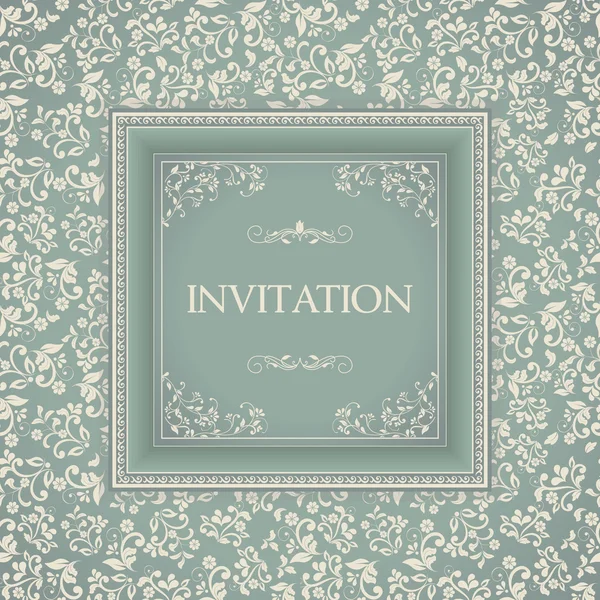 Vintage frame on victorian seamless background — Stock Vector