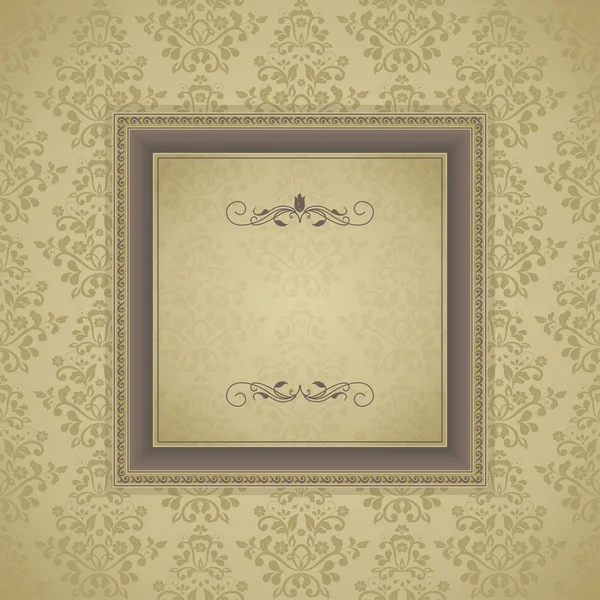 Vintage frame on victorian seamless background — Stock Vector