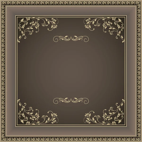 Vintage frame on victorian seamless background — Stock Vector