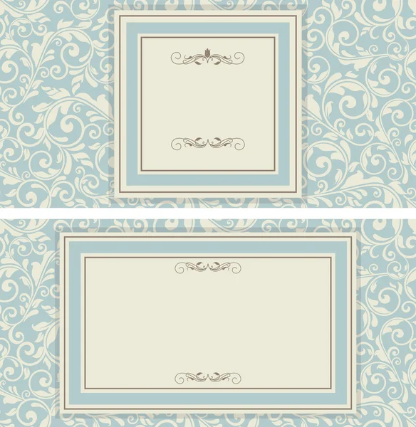 Set de tarjetas de felicitación antiguas, invitación con ornamen victoriano — Vector de stock