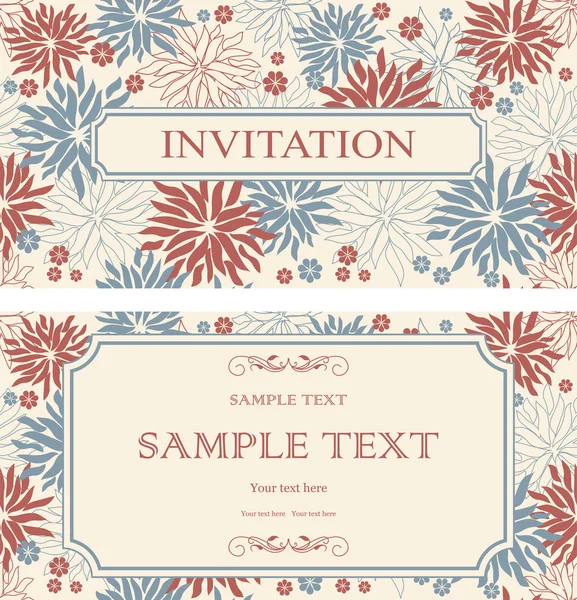 Ensemble de cartes de vœux vintage, invitation avec ornements floraux , — Image vectorielle