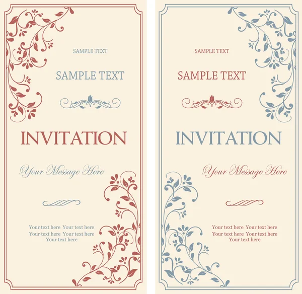 Set of antique greeting cards, invitation with victorian ornamen — Stock Vector