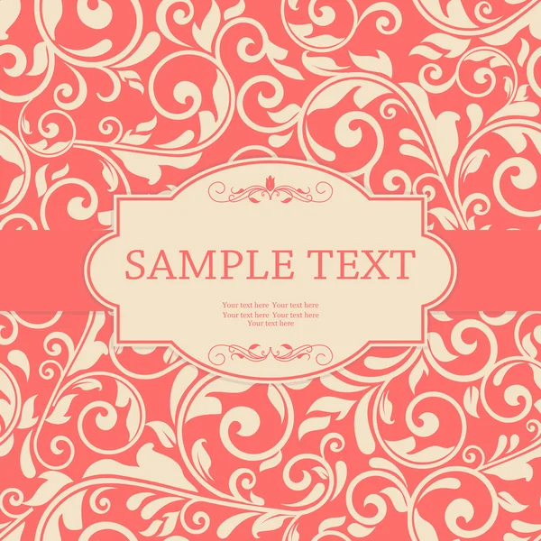 Carte vintage avec motif floral sur fond rouge — Image vectorielle