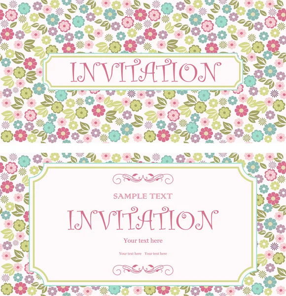 Ensemble de cartes de vœux vintage, invitation avec ornements floraux , — Image vectorielle