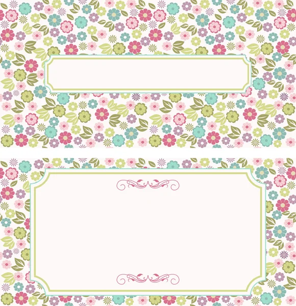 Set de tarjetas de felicitación vintage, invitación con adornos florales , — Archivo Imágenes Vectoriales