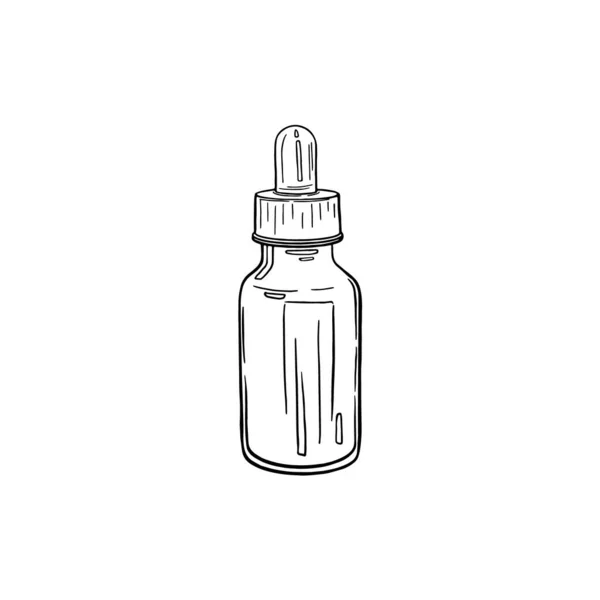 Ефірна Пляшка Олії Намальована Вручну Векторні Ілюстрації Ізольований Малюнок Лікування — стоковий вектор