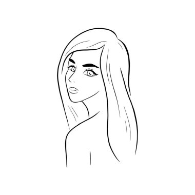 Genç yüz doğrusal illüstrasyonu