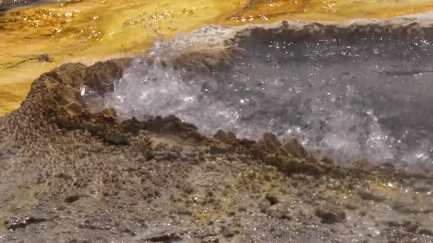 Vroucí Bublinkový Gejzír Aktivní Gejzír Velkými Erupcemi Yellowstone National Park — Stock video