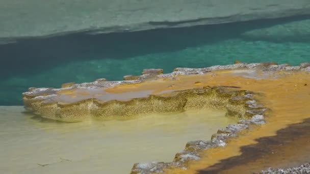 在间歇泉中沸腾热水晶清澈的水 黄石公园国家公园美国怀俄明州 — 图库视频影像