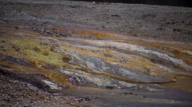 Yosun-bakteriyel paspaslar. Sıcak termal yay, Yellowstone Ulusal Parkı 'nda sıcak havuz. Wyoming, ABD