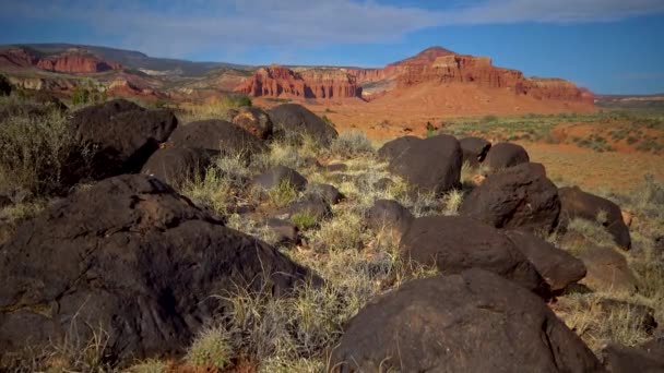 Volcanic Bombs Molten Lava Ancient Volcano Canyonlands Utah Usa — Stock Video