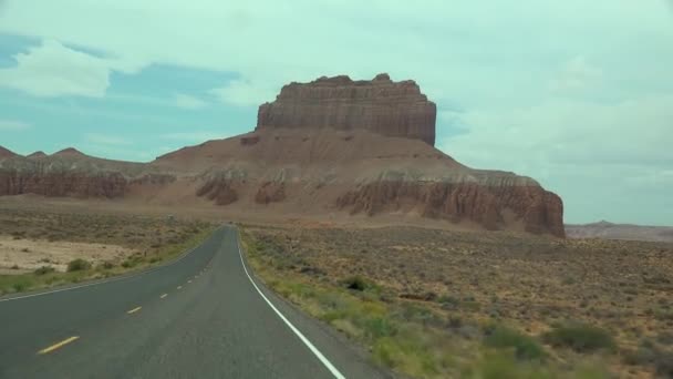 Rocas Erosión Arenisca Disparando Desde Coche Utah — Vídeos de Stock