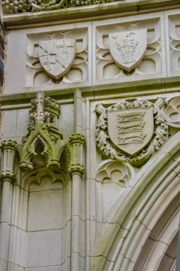 PRINCETON, NJ USA - NOVEMBER 12, 2019: Holder Hall binasının avlusu ve genel manzarası, mimari öğeleri. Princeton Üniversitesi, Princeton, New Jersey ABD