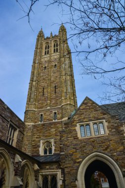 PRINCETON, NJ USA - NOVEMBER 12, 2019: Holder Hall binasının avlusu ve genel manzarası, mimari öğeleri. Princeton Üniversitesi, Princeton, New Jersey ABD