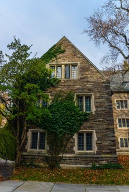 PRINCETON, NJ USA - NOVEMBER 12, 2019: Princeton Üniversitesi 'ndeki Foulke Hall manzarası. 