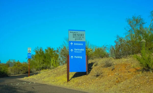 Usa Phoenix Arizona November 2019 Welcome Desert Botanical Garden Információs — Stock Fotó
