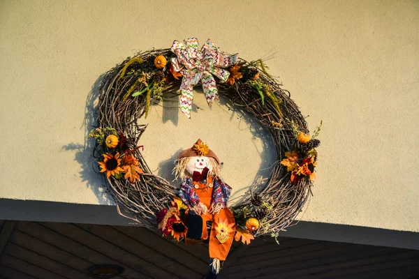 Nuevo México Noviembre 2019 Decoración Pared Corona Con Flores Juguete —  Fotos de Stock