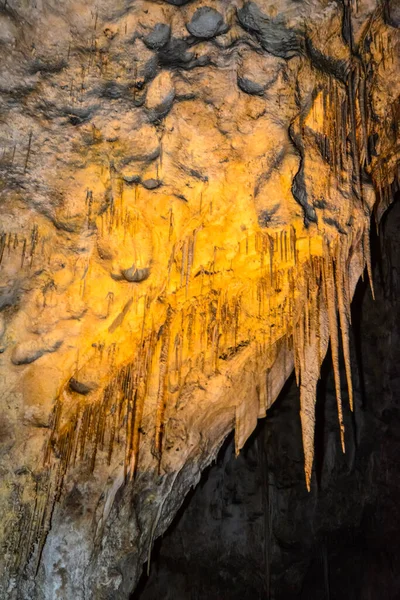 Calcite Inlets Stalactites Stalagmites Large Underground Halls Carlsbad Caverns National — Stock Photo, Image