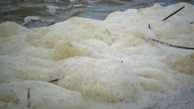 Kirli su yüzeyinde köpük, doğal suların ötrofikasyonu, göllerin ekolojisi.