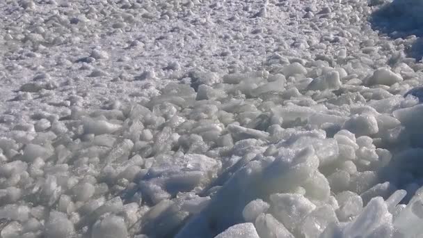 Замерзшее Черное Море Куски Блоки Морского Льда Качающиеся Воде Возле — стоковое видео