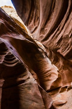 Kanyondaki su ve rüzgar uçurumları tarafından aşınmış. Küçük Vahşi At Kanyonu. San Rafael Swell, Utah ABD