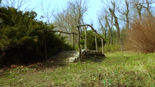 Wooden Bridge Stream Traditions Ukraine — Stok Video