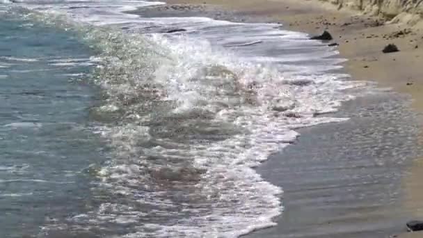 Seashore Golven Rollen Een Zandstrand Zwarte Zee Oekraïne — Stockvideo