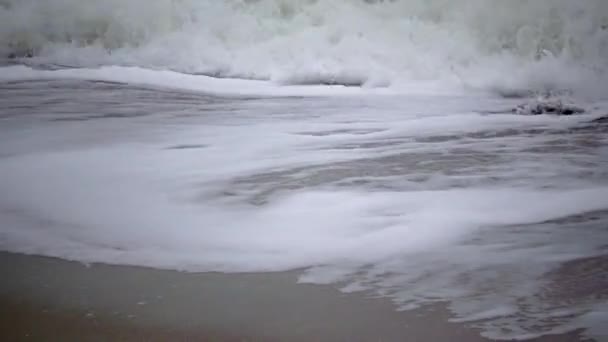 Schmutziger Schaum Auf Dem Wasser Und Der Küste Eutrophierung Verschmutzung — Stockvideo