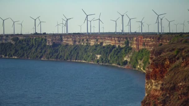 Wind Power Wind Turbines Shore Bulgaria — Stock Video