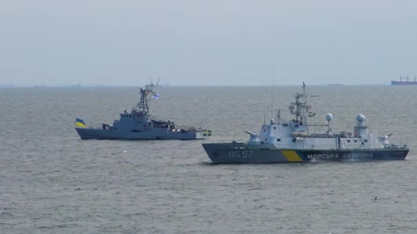 Ucrania Odessa Agosto 2021 Desfile Militar Barcos Honor Aniversario Independencia — Vídeo de stock