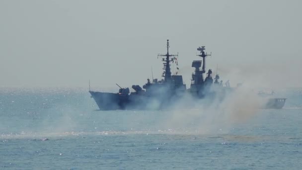 Ukraine Odessa August 2021 Hajók Katonai Parádéja Ukrajna Fekete Tengeri — Stock videók