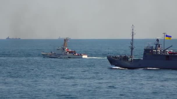 Ukraine Odessa August 2021 Militär Parad Fartyg För Att Hedra — Stockvideo