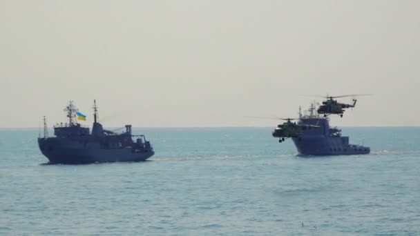 Ukraine Odessa August 2021 Militärparade Von Schiffen Ehren Des Jahrestages — Stockvideo