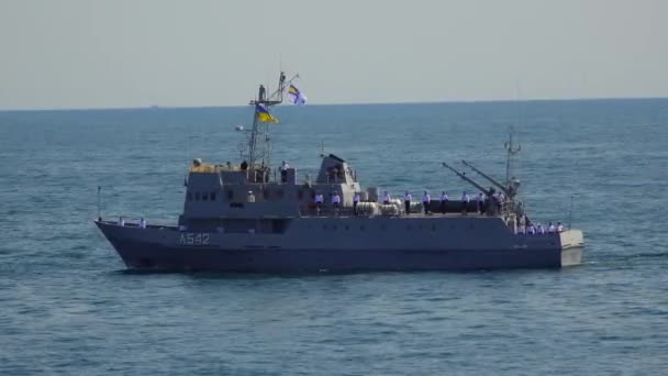 Ukraine Odessa Αυγούστου 2021 Στρατιωτική Παρέλαση Πλοίων Προς Τιμήν Της — Αρχείο Βίντεο