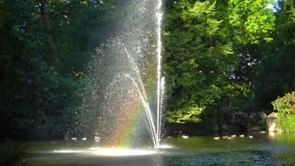 France Nantes Вересня 2017 Rainbow Funtain Ботанічний Сад Розташований Через — стокове відео