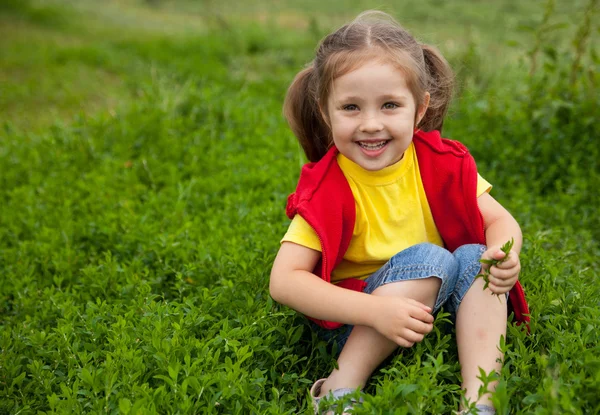 Little girl in meadow — Stock Photo, Image